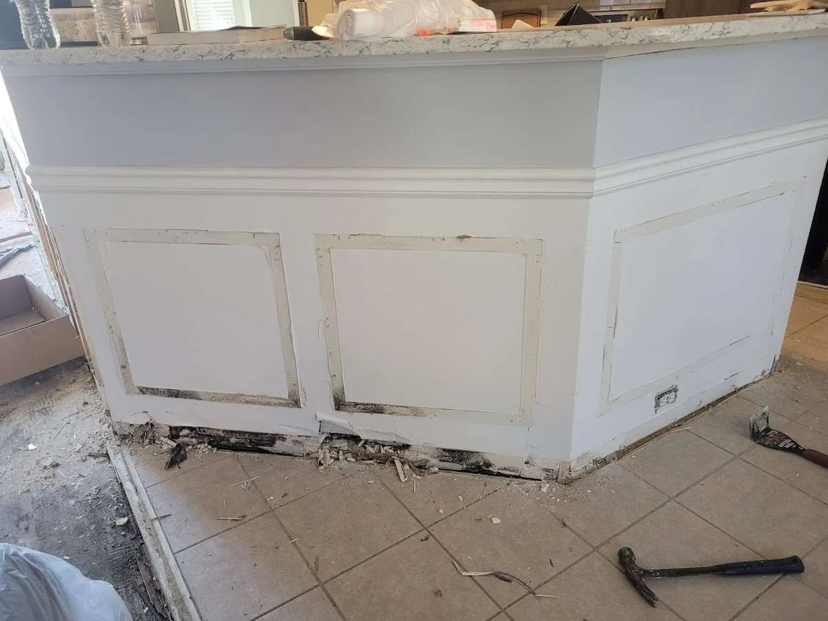 Water damage and mold on kitchen during Storm Damage Restoration in Punxsutawney
